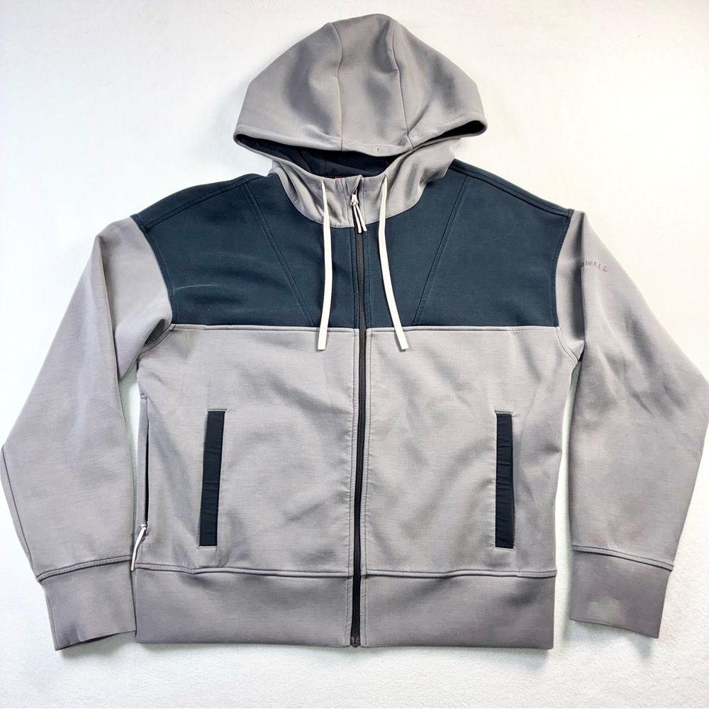 Merrell Men’s Momentum Full Zip Hooded Jacket Gray Black Small